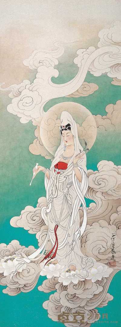 李唐 观音 镜心 127×47cm